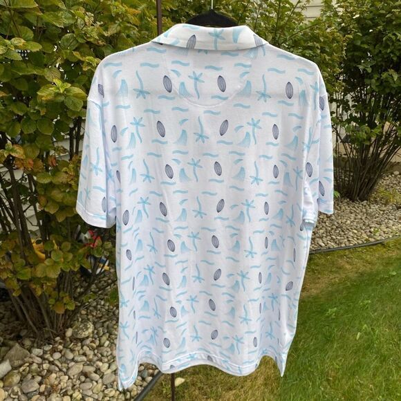 PGA Tour Men’s S XL White Vacation Print Performance Golf Polo Shirt - Picture 4 of 6